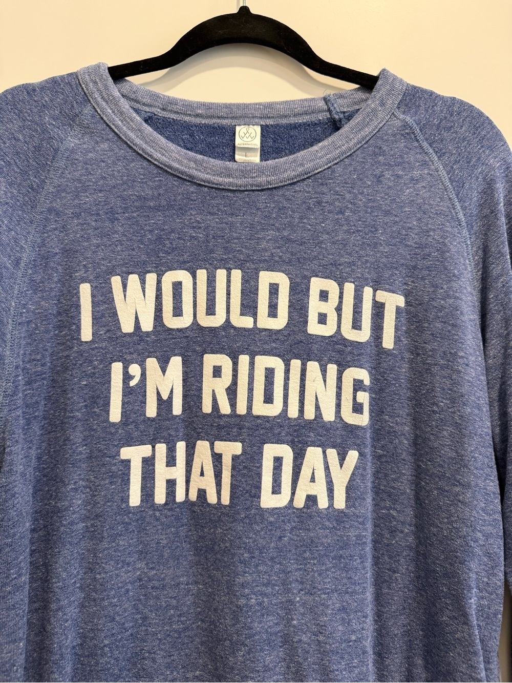 Alternative Blue Graphic Crewneck Sweatshirt with White Text - Size L - Picture 3 of 9